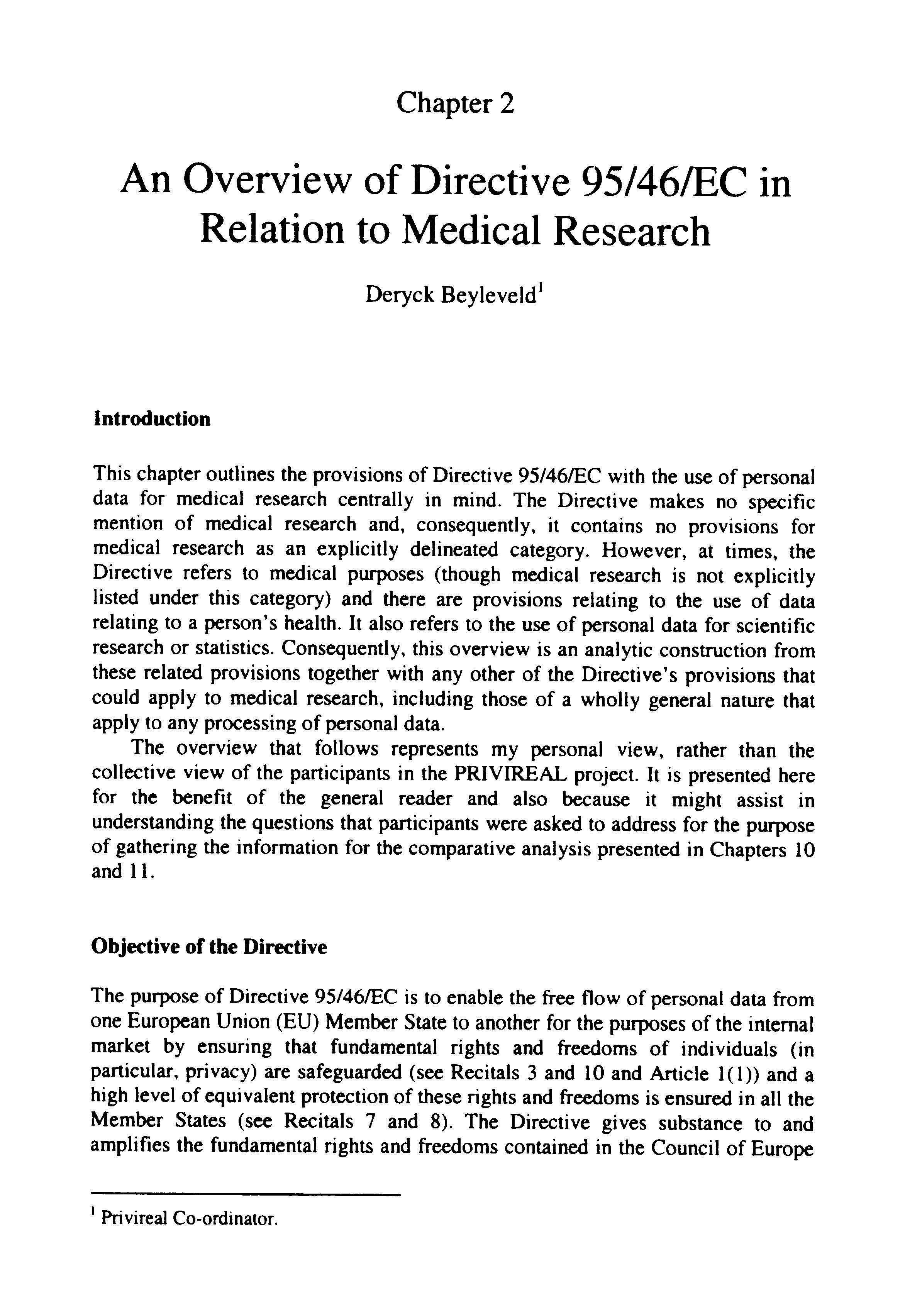 An Overview of Directive 95/46/EC in Relation to Medical Research Thumbnail
