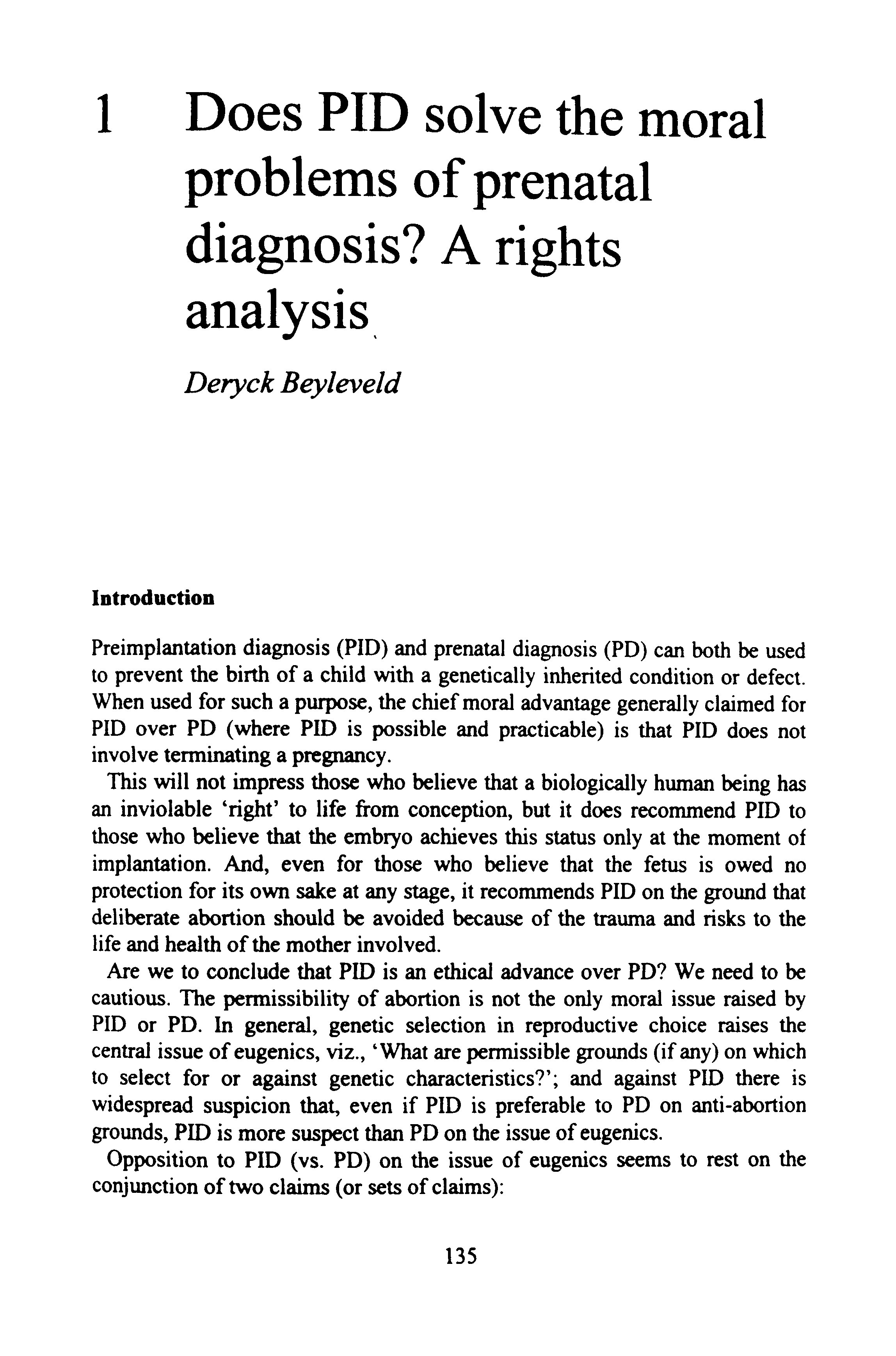 Does PID Solve the Moral Problems of Prenatal Diagnosis? A Rights Analysis Thumbnail