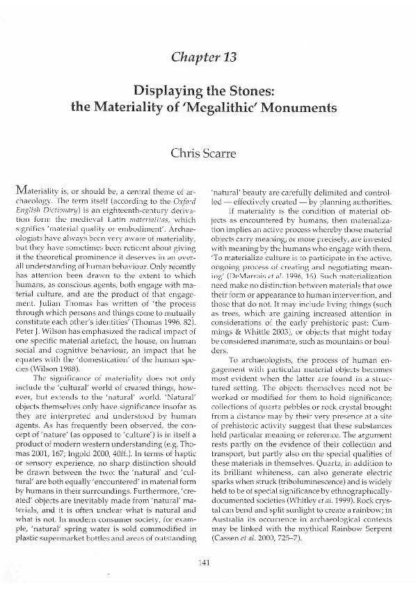 Displaying the stones: the materiality of 'megalithic' monuments Thumbnail