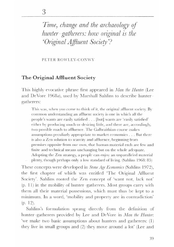 Time, change and the archaeology of hunter-gatherers: how original is the 'Original Affluent Society'? Thumbnail