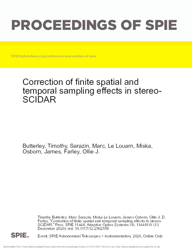 Correction of finite spatial and temporal sampling effects in stereo-SCIDAR Thumbnail