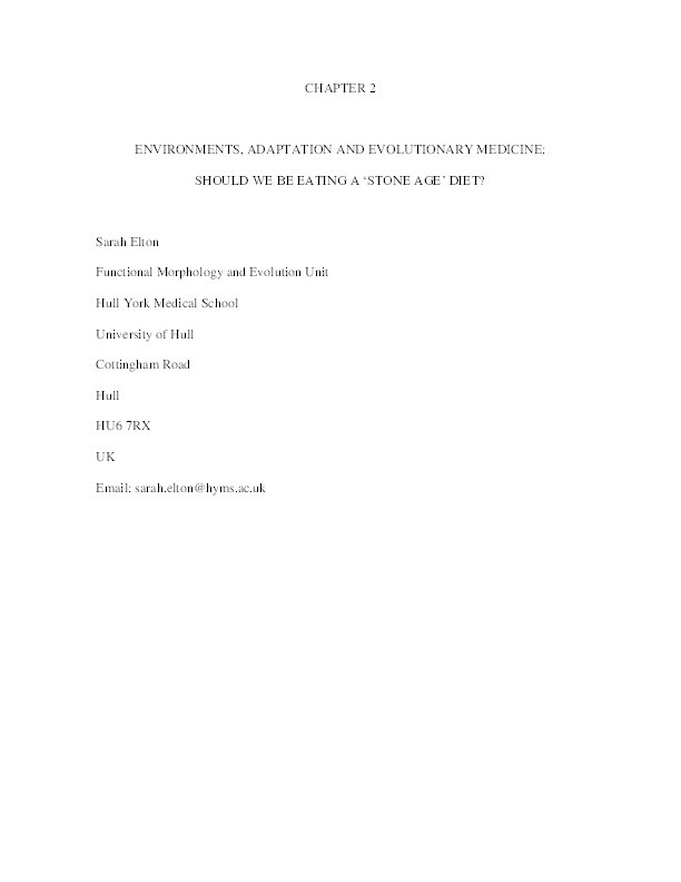 Environments, adaptation and evolutionary medicine: should we be eating a ‘Stone Age’ diet? Thumbnail