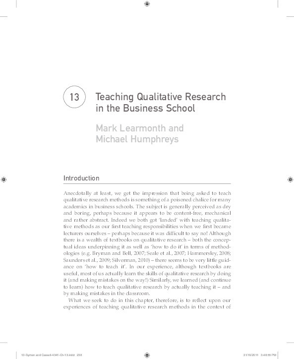Teaching qualitative research in the business school Thumbnail