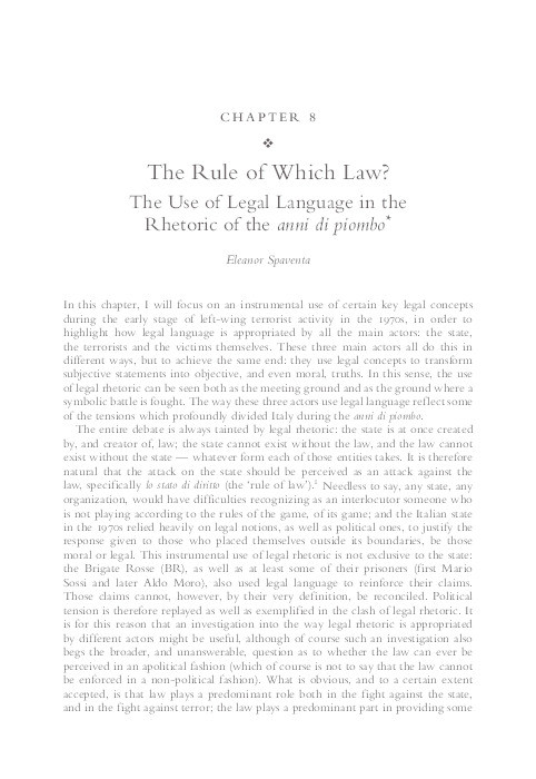 The Rule of which Law? The use of legal language in the rhetoric of the anni di piombo Thumbnail