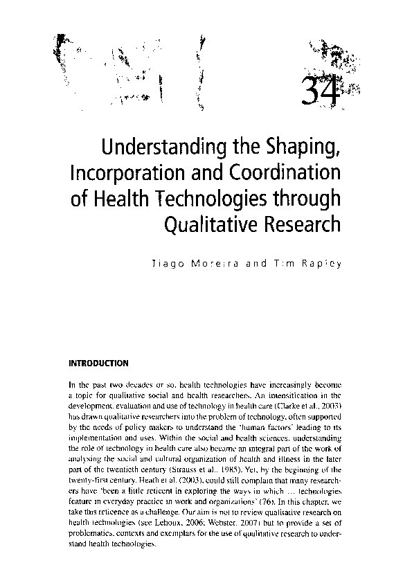 Understanding the shaping, incorporation and co-ordination of health technologies through qualitative research Thumbnail
