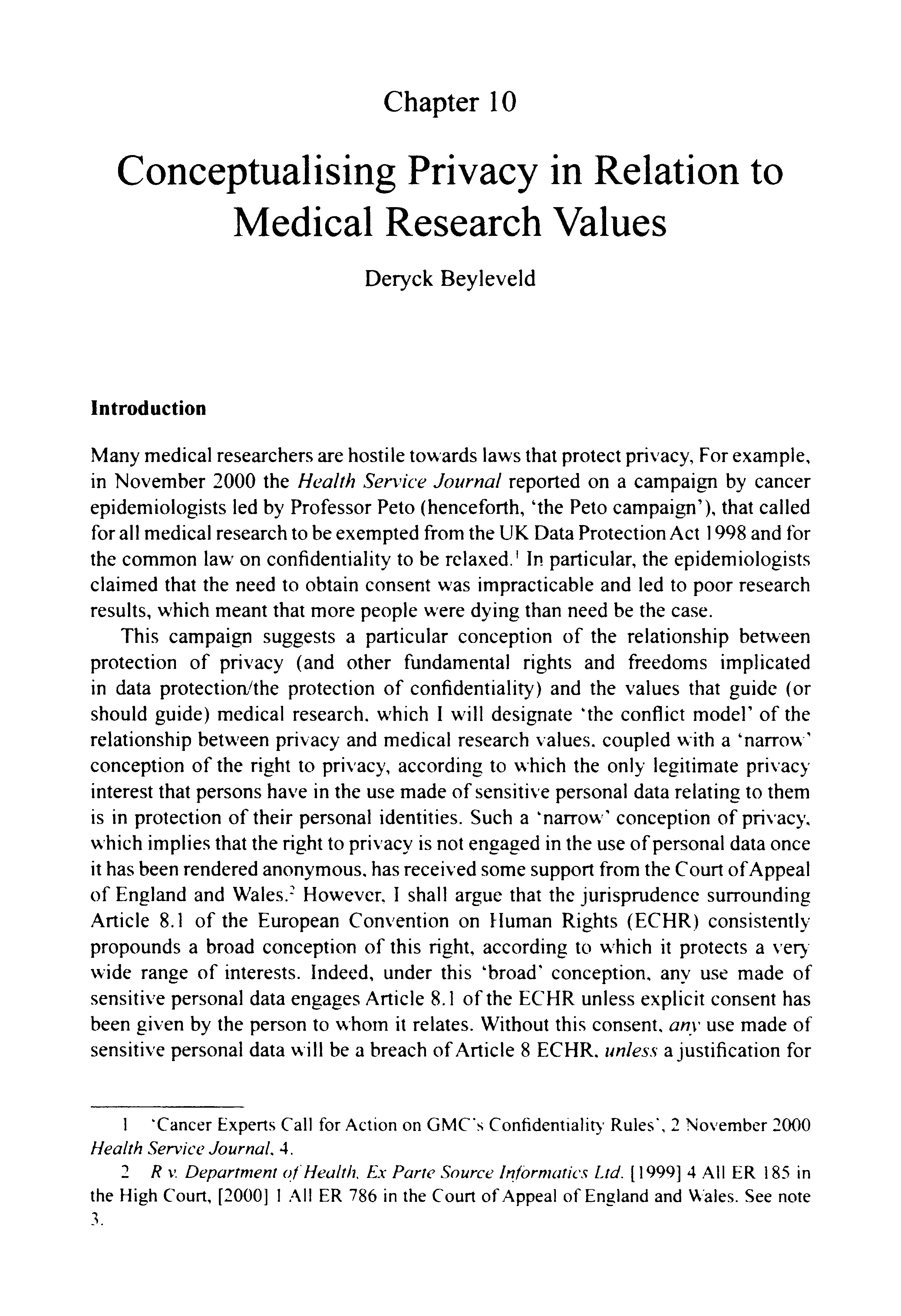 Conceptualising Privacy in Relation to medical research values Thumbnail