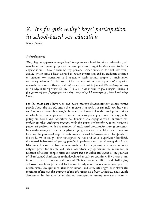 It's for girls really : boys' participation in school-based sex education Thumbnail