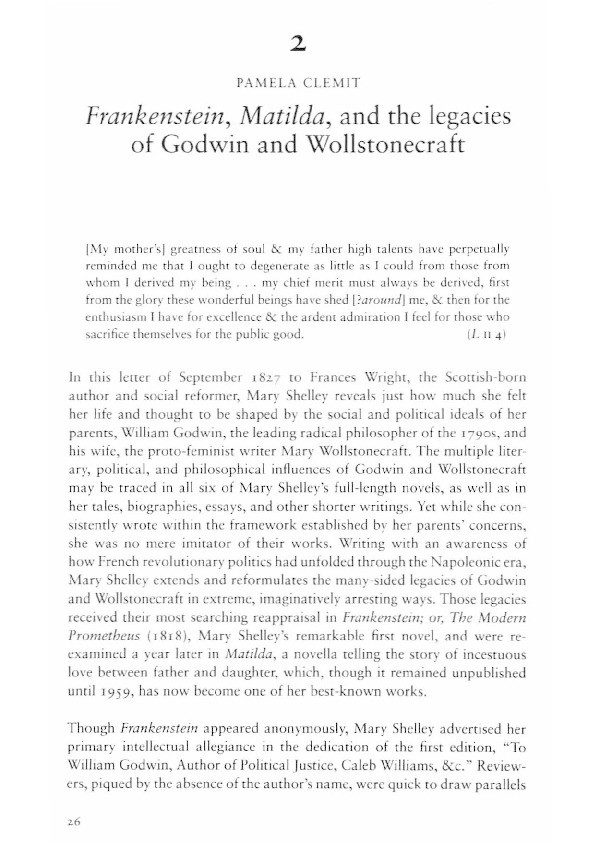 'Frankenstein, Matilda, and the legacies of Godwin and Wollstonecraft' Thumbnail