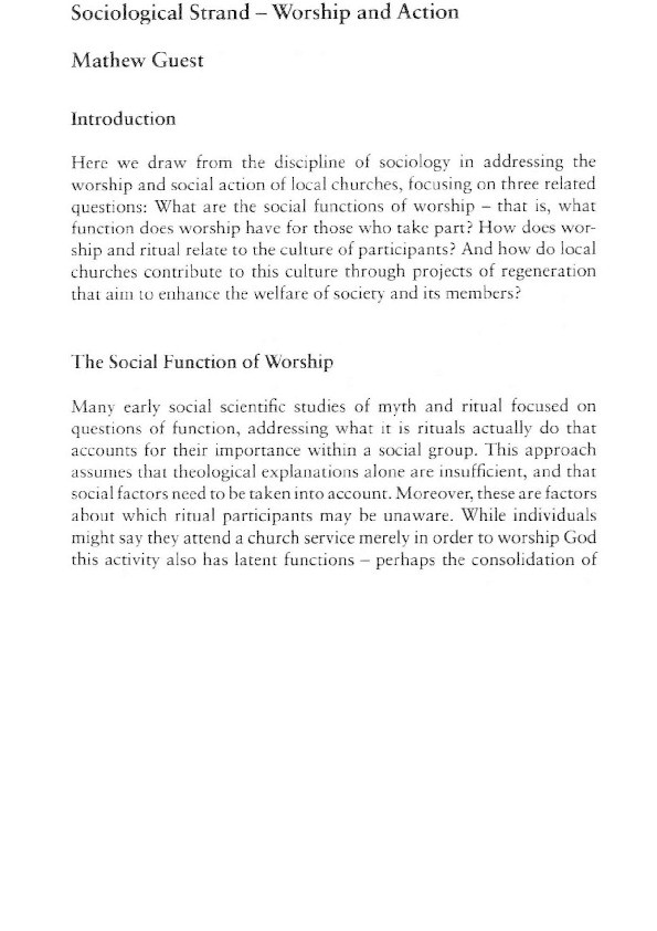 Sociological Strand: Worship and Action Thumbnail