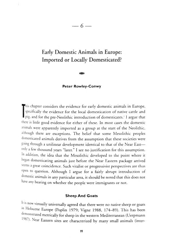 Early domestic animals in Europe: imported or locally domesticated? Thumbnail
