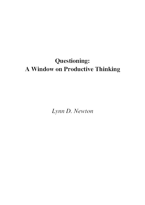 Questioning: A Window on Productive Thinking Thumbnail