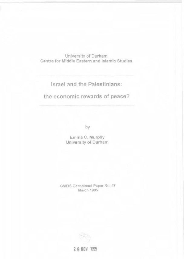 Israel and the Palestinians : the economic rewards of peace? Thumbnail