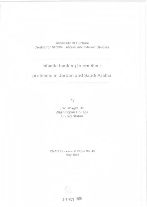 Islamic banking in practice : problems in Jordan and Saudi Arabia Thumbnail