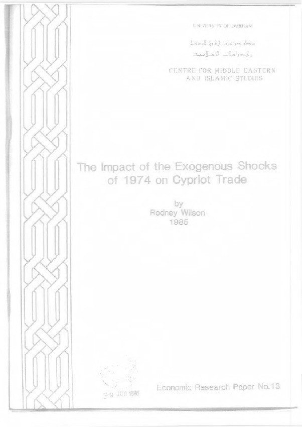 The impact of the exogenous shocks of 1974 on Cypriot trade Thumbnail