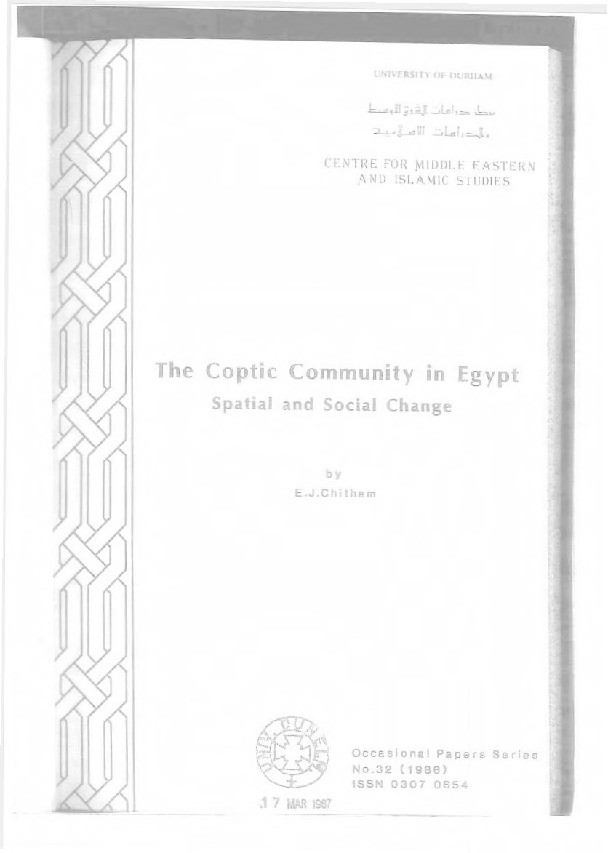 The Coptic community in Egypt : spatial and social change Thumbnail