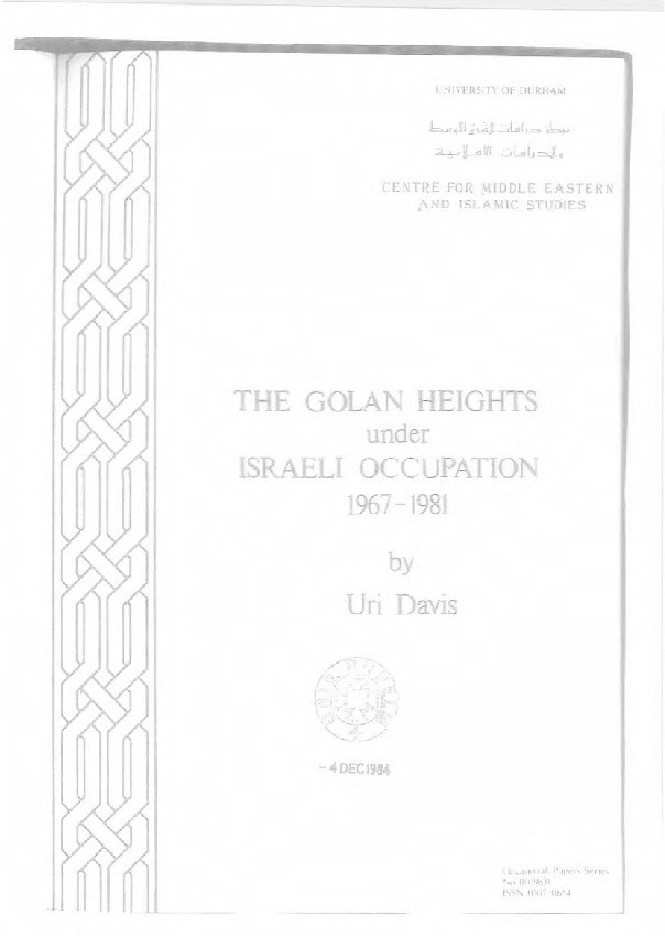 The Golan Heights under Israeli occupation 1967-1981 Thumbnail