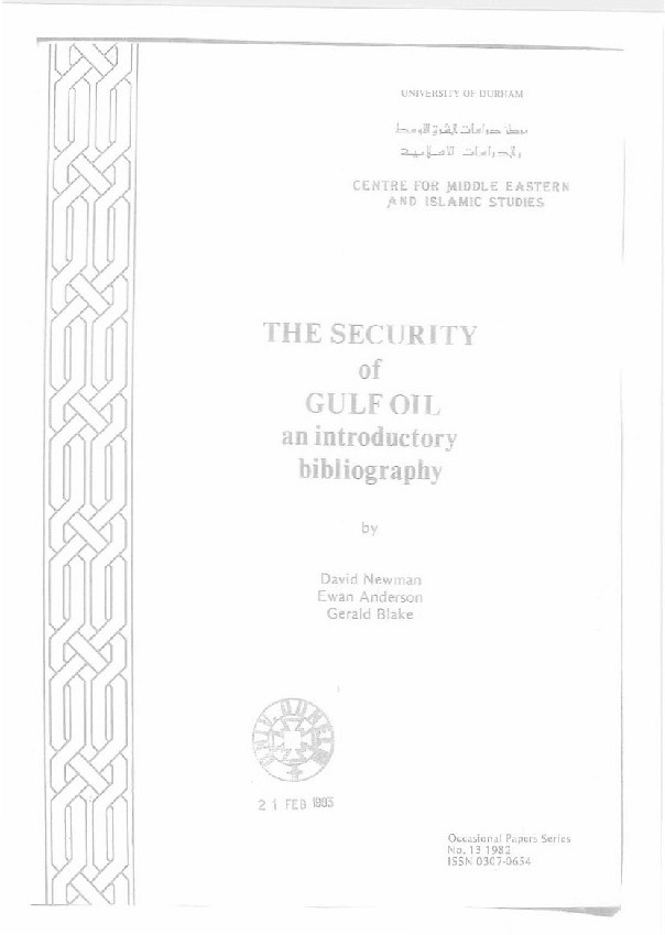 The security of Gulf oil : an introductory bibliography Thumbnail