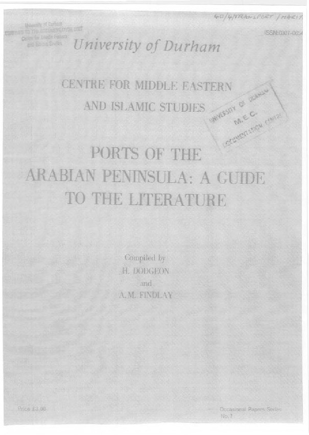 Ports of the Arabian Peninsula : a guide to the literature Thumbnail