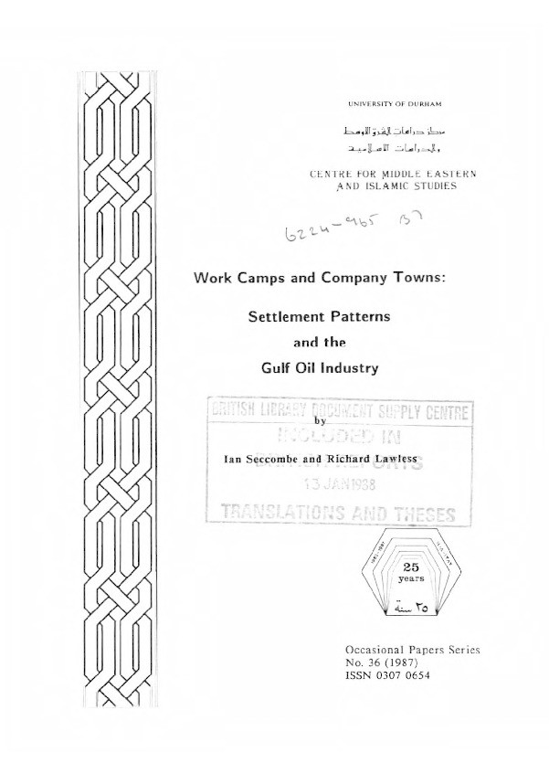 Work camps and company towns : settlement patterns and the Gulf oil industry Thumbnail