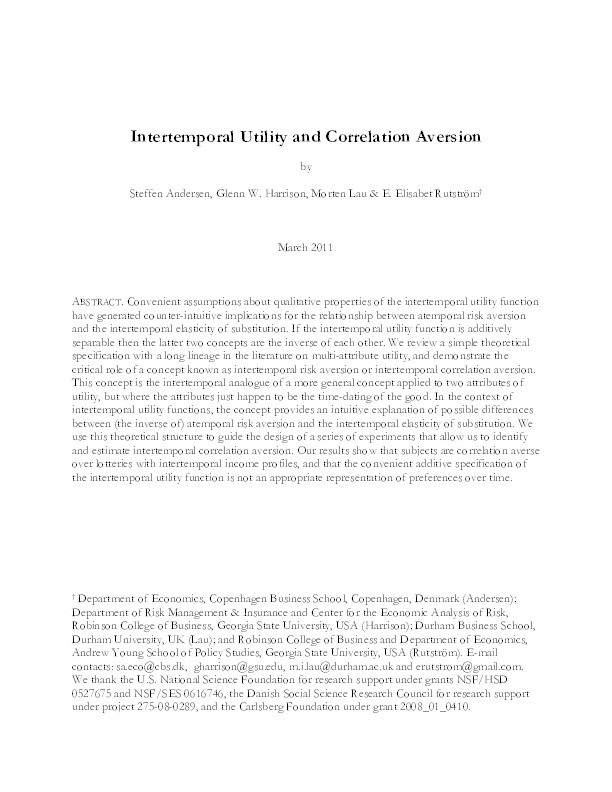 Intertemporal utility and correlation aversion Thumbnail