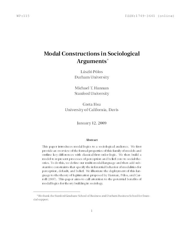 Modal constructions in sociological arguments Thumbnail