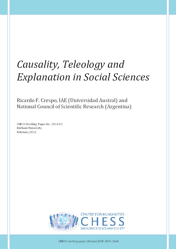 Causality, teleology and explanation in social sciences Thumbnail