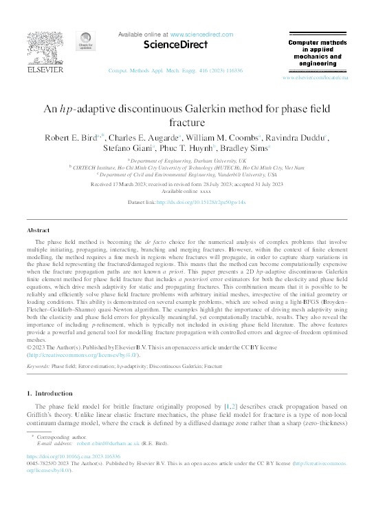 An hp-adaptive discontinuous Galerkin method for phase field fracture Thumbnail