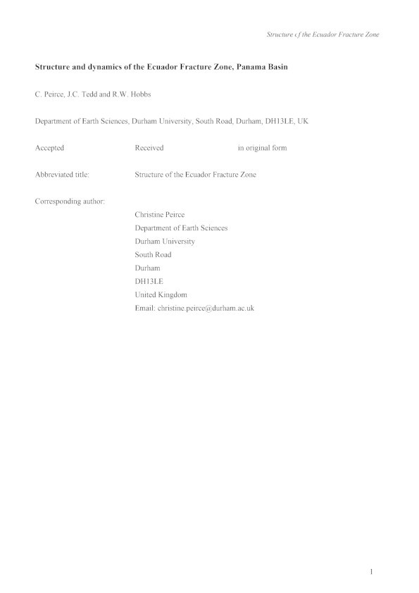 Structure and dynamics of the Ecuador Fracture Zone, Panama Basin Thumbnail