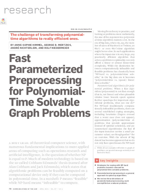 Fast parameterized preprocessing for polynomial-time solvable graph problems Thumbnail