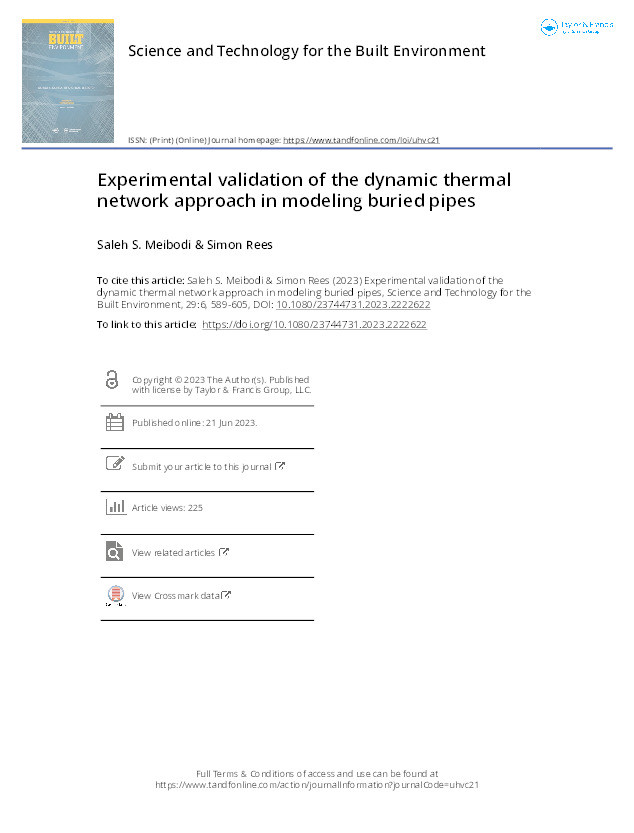 Experimental validation of the dynamic thermal network approach in modeling buried pipes Thumbnail