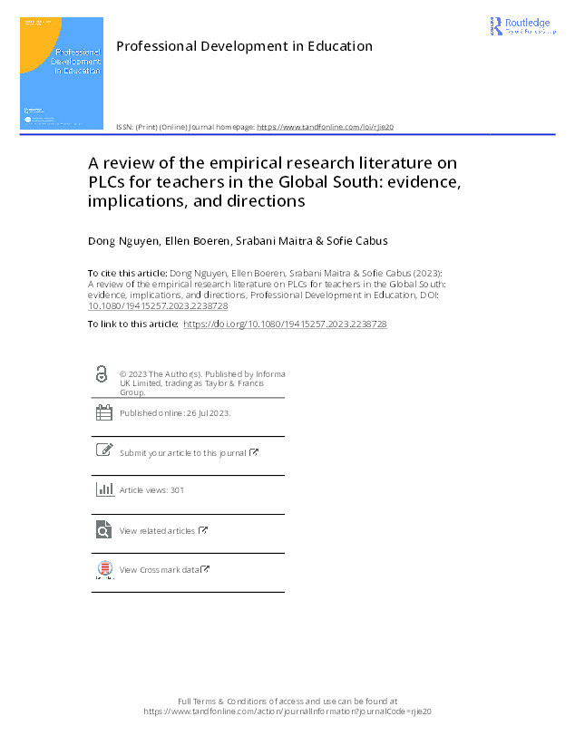 A review of the empirical research literature on PLCs for teachers in the Global South: evidence, implications, and directions Thumbnail