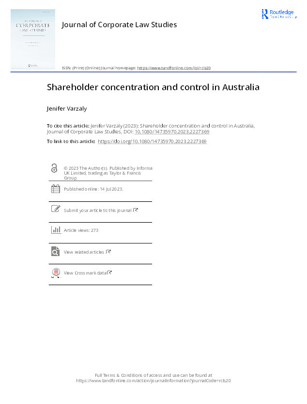 Shareholder concentration and control in Australia Thumbnail