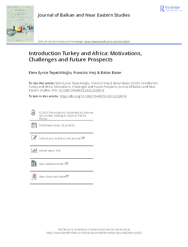 Introduction Turkey and Africa: Motivations, Challenges and Future Prospects Thumbnail