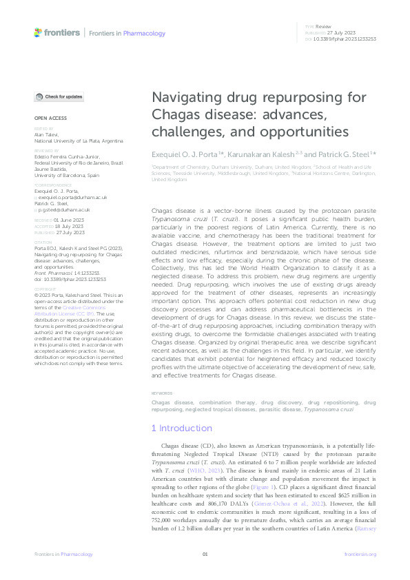 Navigating drug repurposing for Chagas disease: advances, challenges, and opportunities Thumbnail