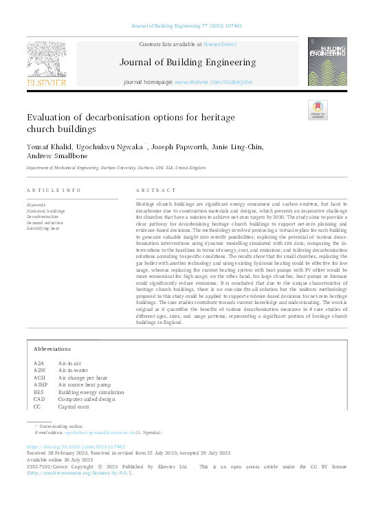 Evaluation of decarbonisation options for heritage church buildings Thumbnail