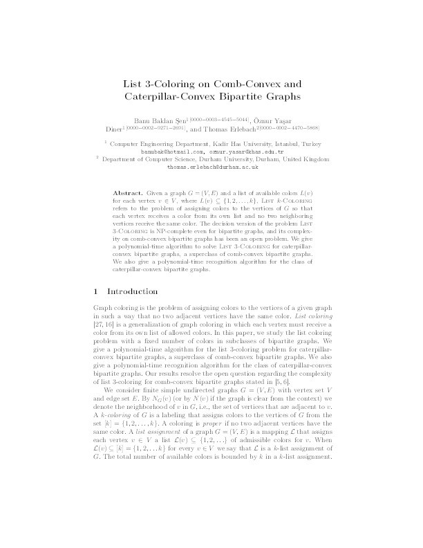 List 3-Coloring on Comb-Convex and Caterpillar-Convex Bipartite Graphs Thumbnail