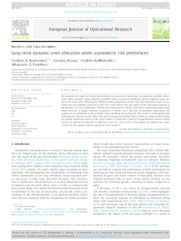 Long-term dynamic asset allocation under asymmetric risk preferences Thumbnail