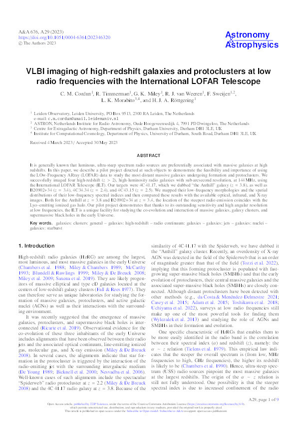 VLBI imaging of high-redshift galaxies and protoclusters at low radio frequencies with the International LOFAR Telescope Thumbnail