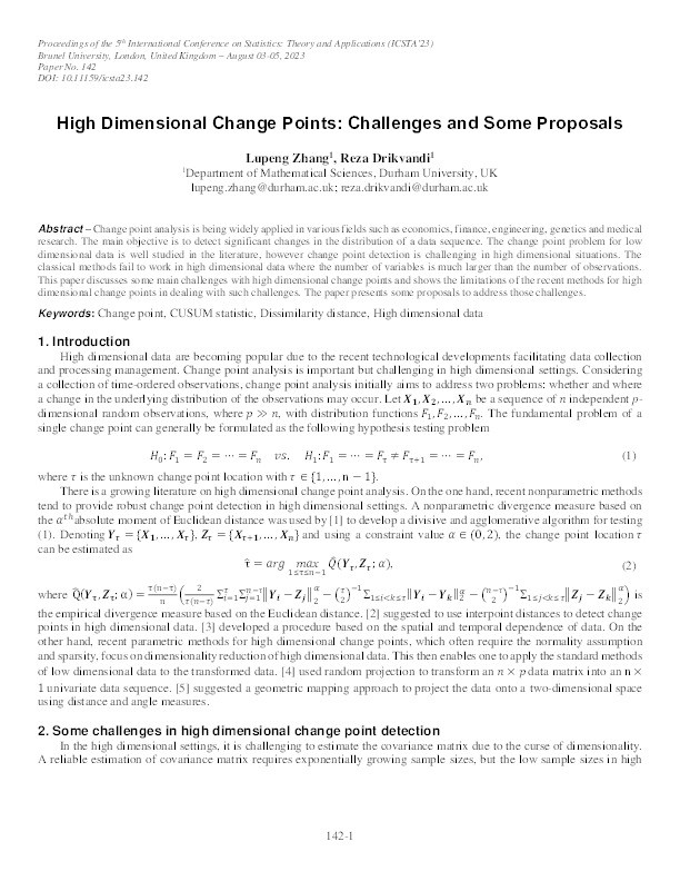 High dimensional change points: challenges and some proposals Thumbnail