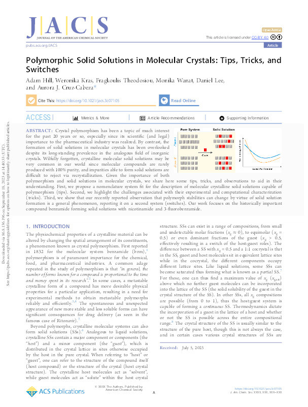 Polymorphic Solid Solutions in Molecular Crystals: Tips, Tricks, and Switches Thumbnail