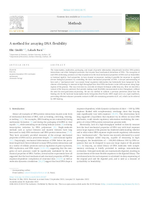 A method for assaying DNA flexibility Thumbnail