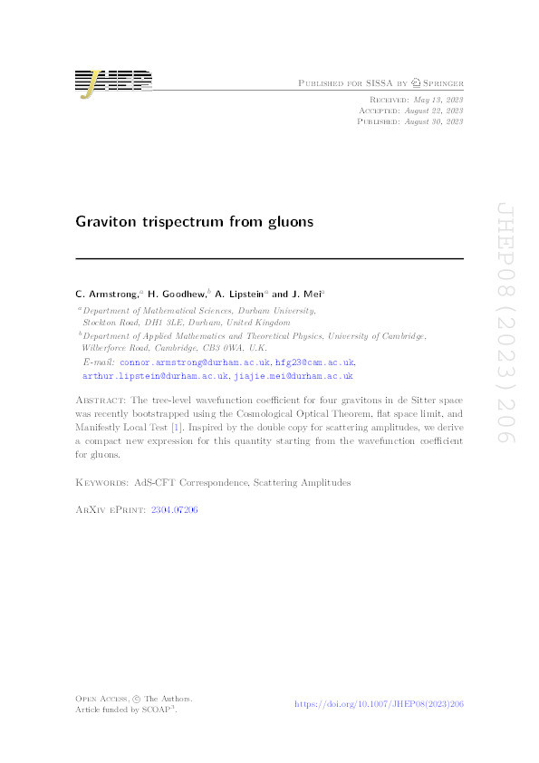 Graviton trispectrum from gluons Thumbnail