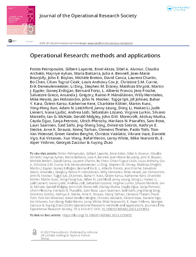 Operational Research: Methods and Applications Thumbnail