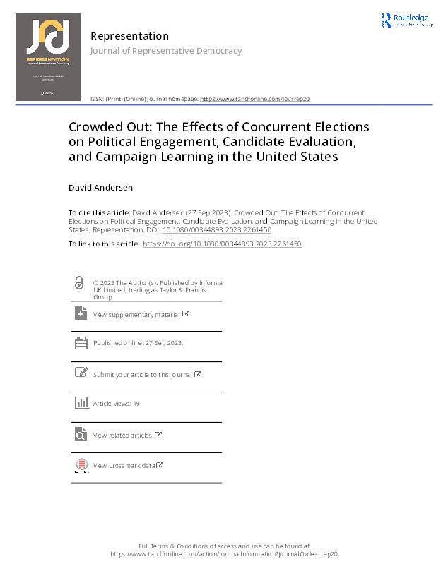 Crowded Out: The Effects of Concurrent Elections on Political Engagement, Candidate Evaluation, and Campaign Learning in the United States Thumbnail