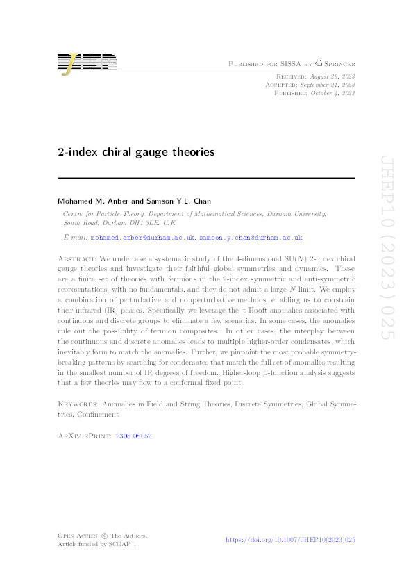 2-index chiral gauge theories Thumbnail