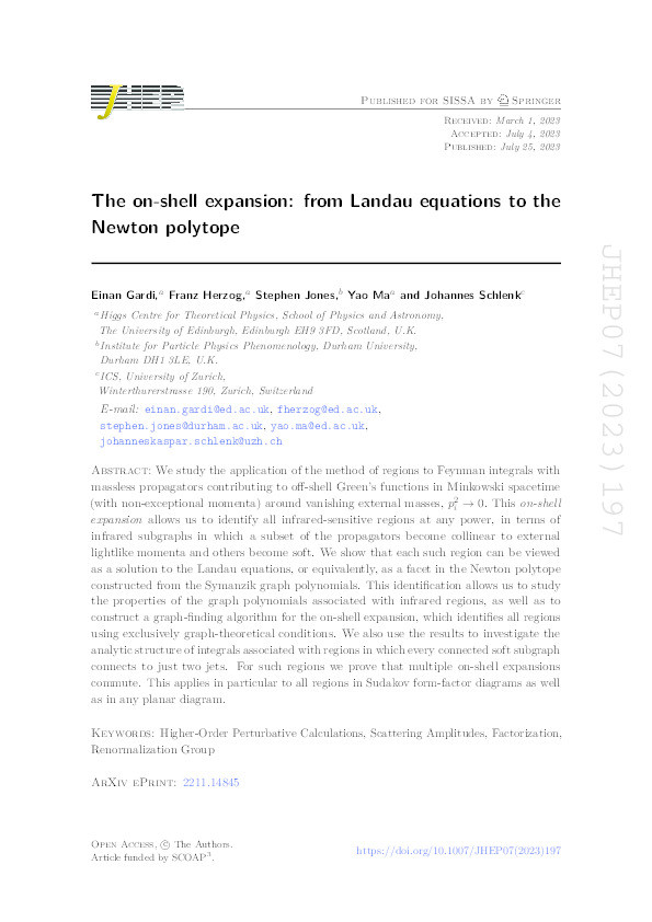 The on-shell expansion: from Landau equations to the Newton polytope Thumbnail