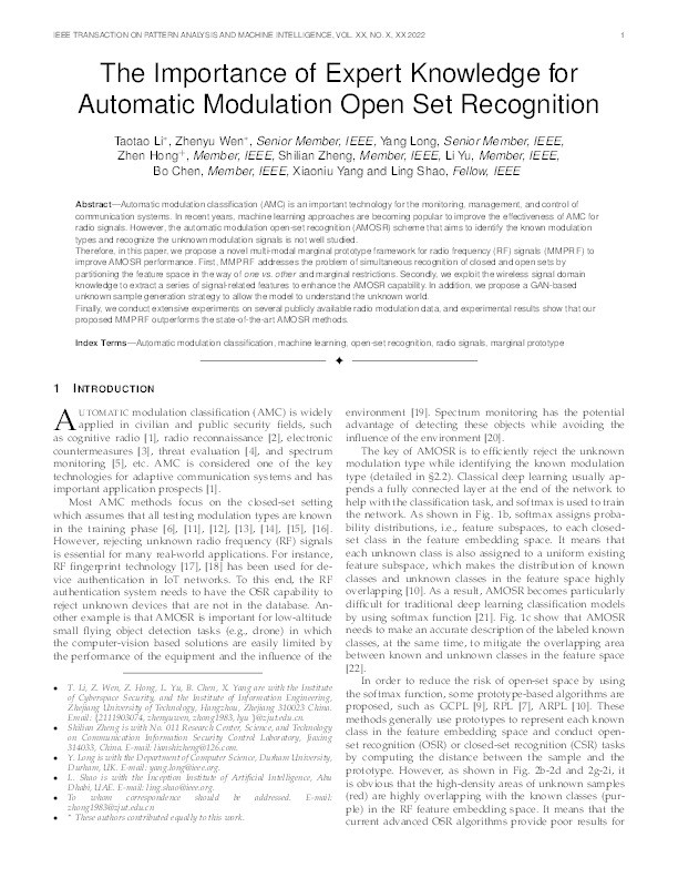 The Importance of Expert Knowledge for Automatic Modulation Open Set Recognition Thumbnail