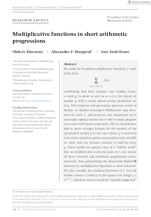 Multiplicative functions in short arithmetic progressions Thumbnail