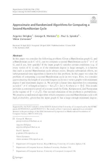 Approximate and Randomized Algorithms for Computing a Second Hamiltonian Cycle Thumbnail