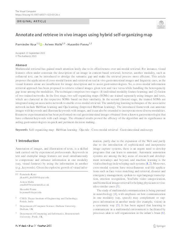 Annotate and retrieve in vivo images using hybrid self-organizing map Thumbnail